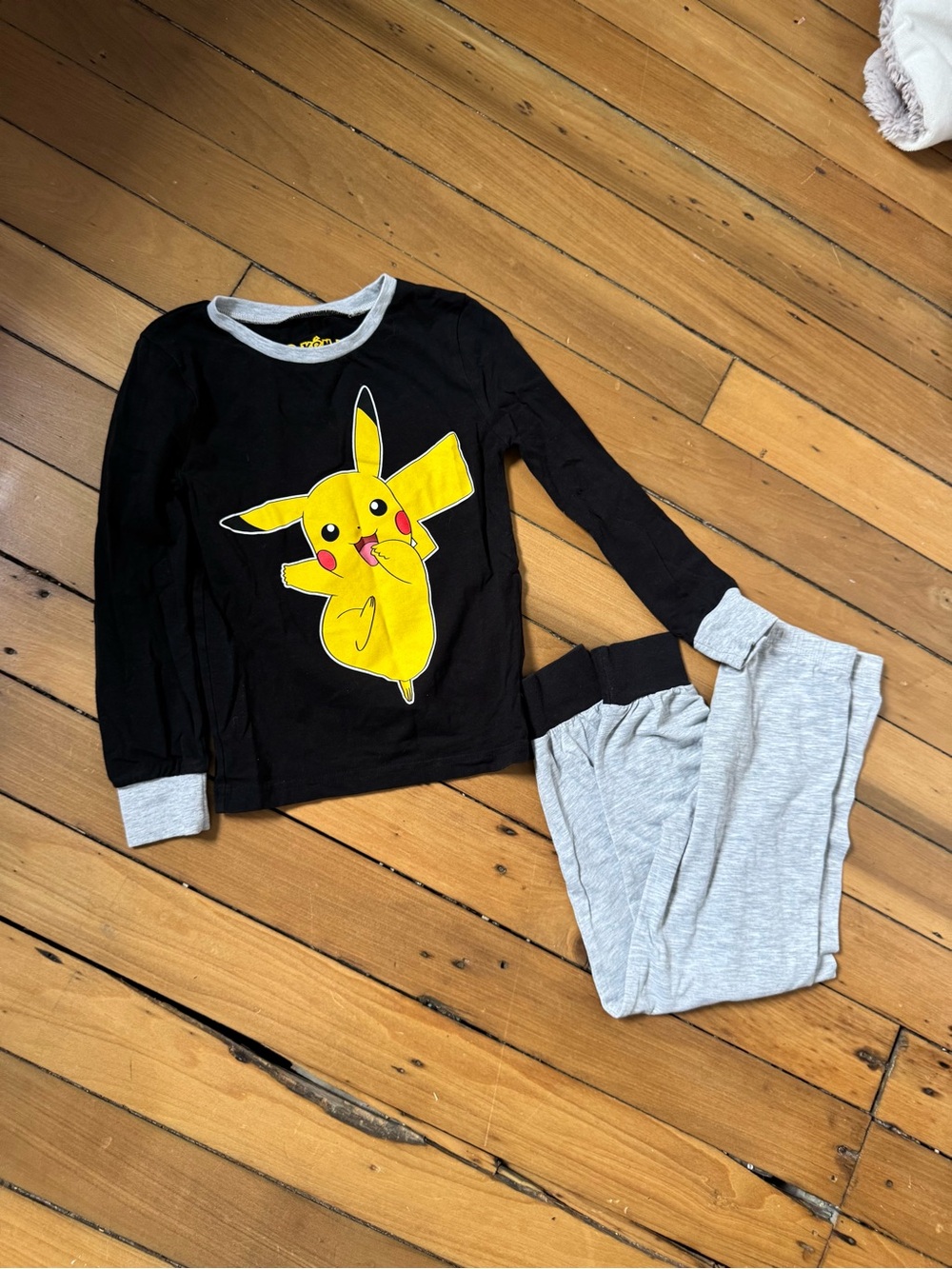 Black & Gray Pikachu Kids Pajama Set